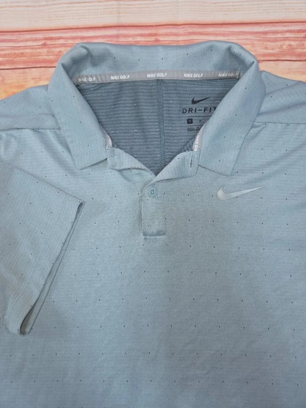 Nike Golf Mens Dri-Fit Blue Polo Shirt Medium Lightweight Polyester